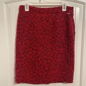 Donna Karen red tweed pencil skirt size 6